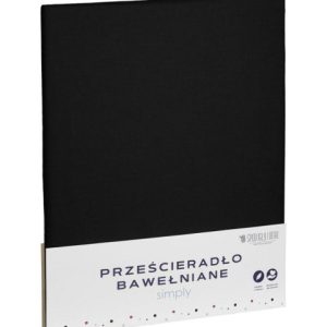 Prześcieradło bawełniane 220×200 czarne jednobarwne Simply 942372 Prześcieradło bawełniane 220×200 czarne jednobarwne Simply 942372