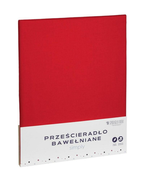 Prześcieradło bawełniane 220x200 czerwone jednobarwne Simply 942364