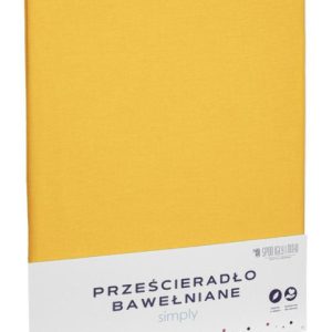 Prześcieradło bawełniane 220×200 musztardowe jednobarwne 942366 Prześcieradło bawełniane 220×200 musztardowe jednobarwne 942366