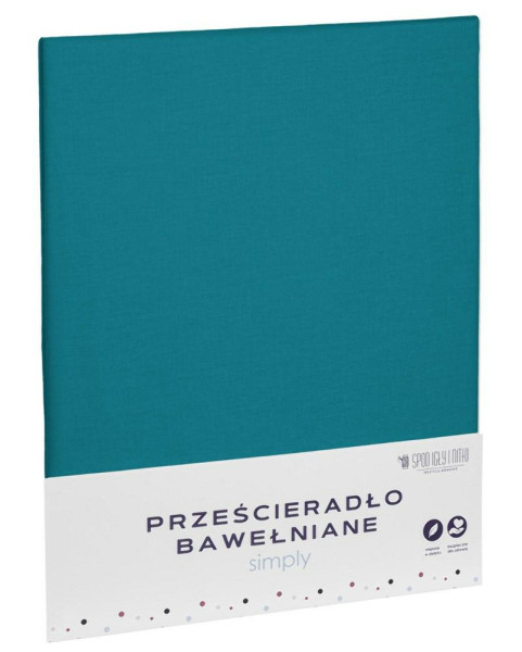 Prześcieradło bawełniane 220x200 turkusowe jednobarwne 942363