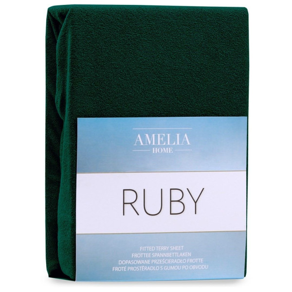 Prześcieradło Frotte Rubin z gumką 160x200 +30 cm zielone AmeliaHome 896184