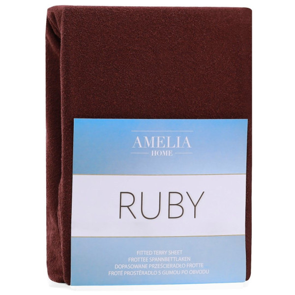 Prześcieradło Frotte Rubin z gumką Brązowe 240x220 +30 cm AmeliaHome 896156