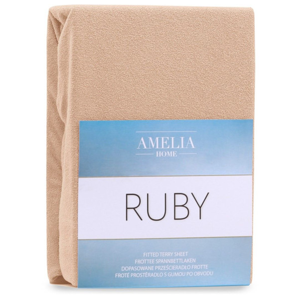 Prześcieradło Frotte Rubin z gumką C. beżowe 200x200 +30 cm AmeliaHome 896159