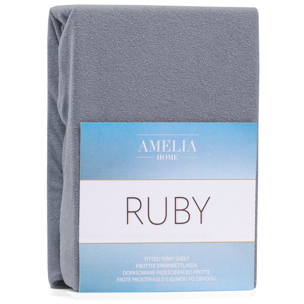 Prześcieradło Frotte Rubin z gumką ciemnoszare 160x200 +30 cm AmeliaHome 896192