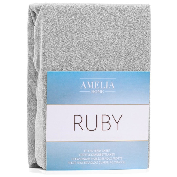 Prześcieradło Frotte Rubin z gumką jasnoszare 140x200 +30 cm AmeliaHome 896155