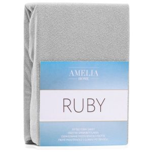 Prześcieradło Frotte Rubin z gumką jasnoszare 180×200 +30 cm AmeliaHome 896157 Prześcieradło Frotte Rubin z gumką jasnoszare 180×200 +30 cm AmeliaHome 896157
