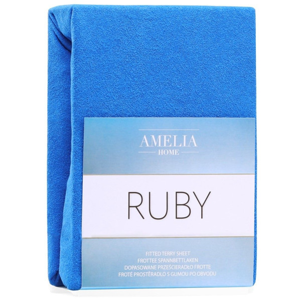Prześcieradło Frotte Rubin z gumką Niebieskie 140x200 +30 cm AmeliaHome 896149