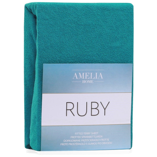 Prześcieradło Frotte Rubin z gumką Turkusowe 180x200 +30 cm AmeliaHome 896172