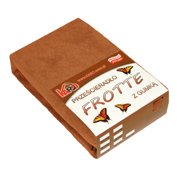 Prześcieradło frotte z gumką 140x200 brązowe 040 KARO 80618