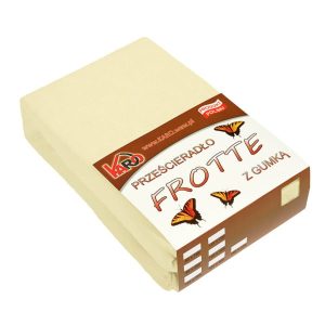 Prześcieradło frotte z gumką 140×200 kremowe KARO 220134 Prześcieradło frotte z gumką 140×200 kremowe KARO 220134