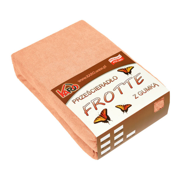 Prześcieradło frotte z gumką 140x200 morelowe 007 KARO 80367
