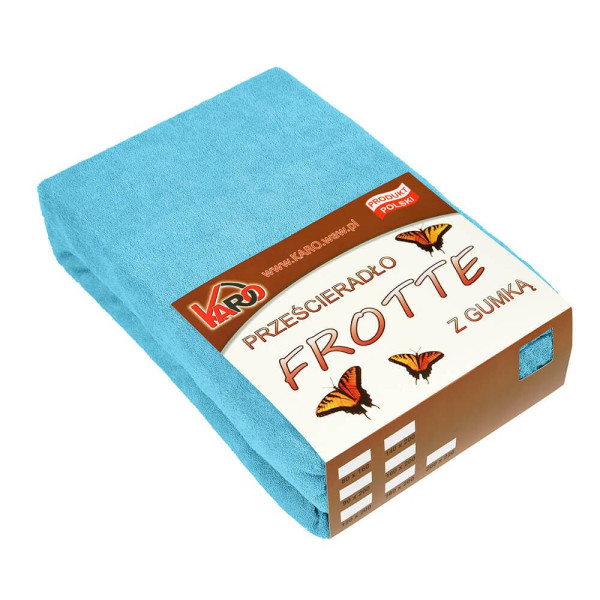 Prześcieradło frotte z gumką 140x200 turkusowe 030 KARO 80368