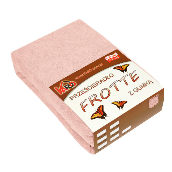 Prześcieradło frotte z gumką 160x200 łososiowe 006 KARO 84984