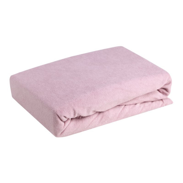 Prześcieradło frotte z gumką 160x200 różowe na materac 20 cm 84983