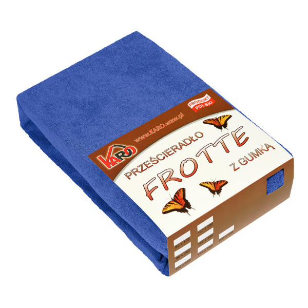 Prześcieradło frotte z gumką 160x200 szafirowe 029 KARO 83627