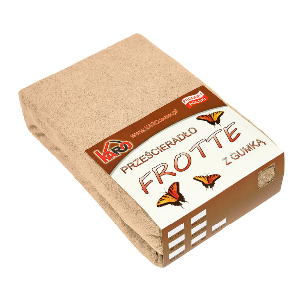 Prześcieradło frotte z gumką 160x220 beżowe 009 KARO 97852