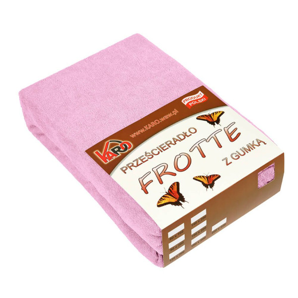 Prześcieradło frotte z gumką 160x220 różowe jasne 018 KARO 97944