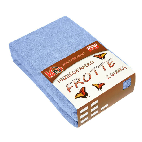 Prześcieradło frotte z gumką 180x200 błękitne 028 KARO 83597