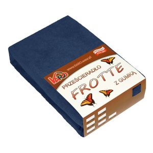 Prześcieradło frotte z gumką 180×200 granatowe 034 KARO 83706