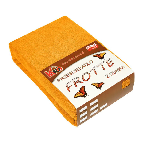 Prześcieradło frotte z gumką 180x200 pomarańczowe 050 KARO 84815