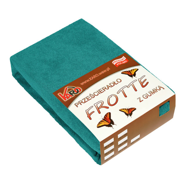 Prześcieradło frotte z gumką 180x200 turkusowe ciemne KARO 84626