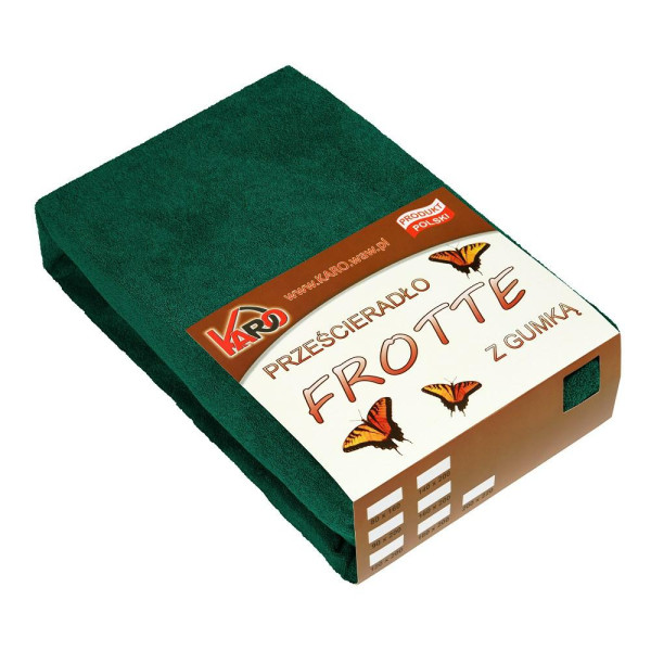 Prześcieradło frotte z gumką 180x200 zielone butelkowe KARO 83689