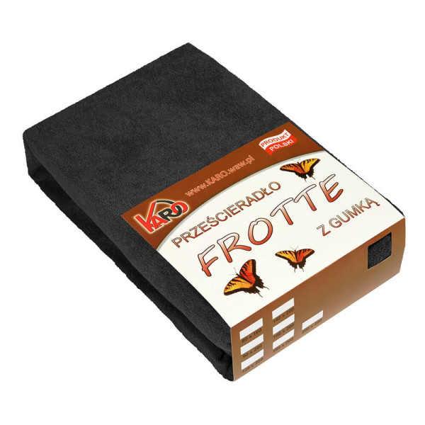 Prześcieradło frotte z gumką 200x220 czarne 044 KARO 84848