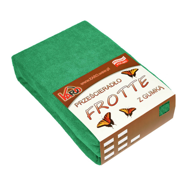 Prześcieradło frotte z gumką 200x220 zielone trawiaste KARO 83653