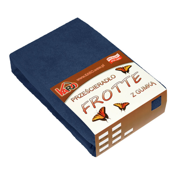 Prześcieradło frotte z gumką 220x240 granatowe 034 KARO 91037