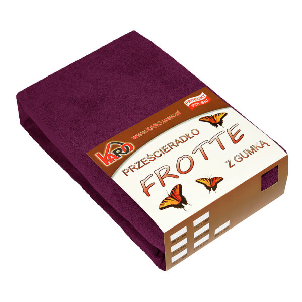 Prześcieradło frotte z gumką 220x240 śliwkowe KARO 220137