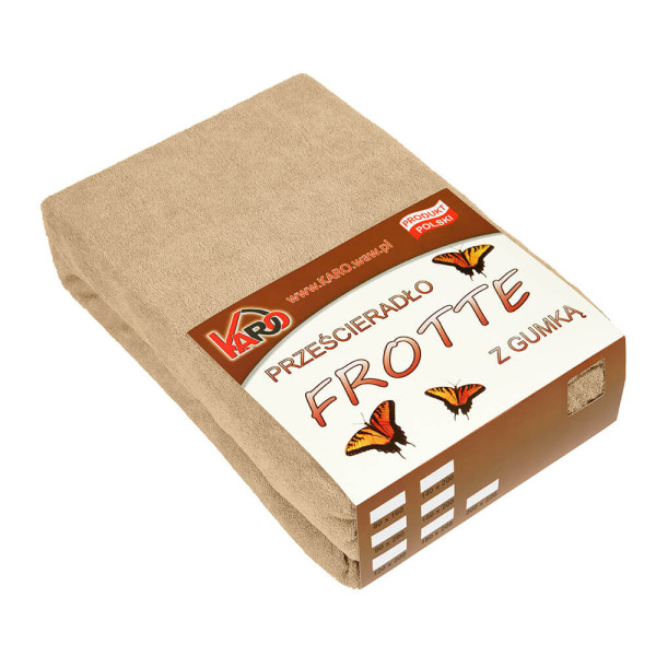 Prześcieradło frotte z gumką 80x160 beżowe ciemne KARO 220083