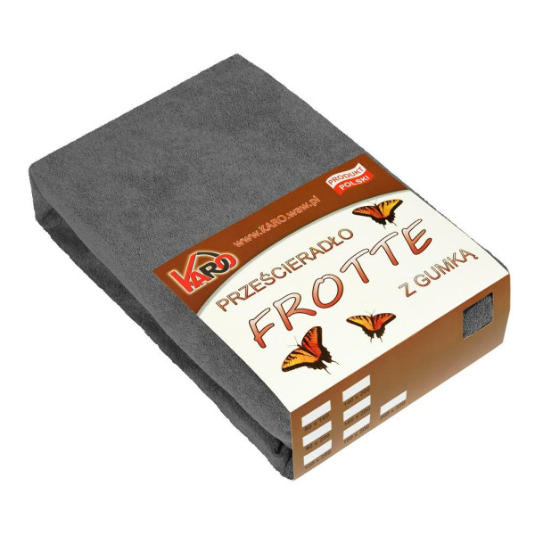 Prześcieradło frotte z gumką 80x180 antracytowe KARO 773997