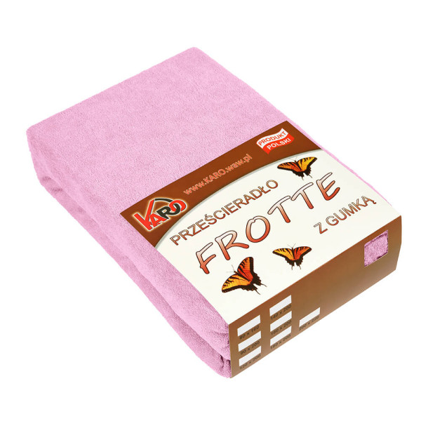 Prześcieradło frotte z gumką 80x200 różowe jasne 018 KARO 97888