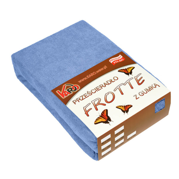 Prześcieradło frotte z gumką 90x200 niebieskie 038 KARO 80361