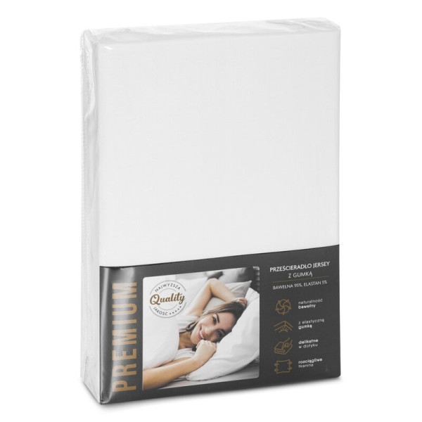 Prześcieradło jersey 4 z gumką 240x220 kremowe na wysoki materac 30 cm 990691