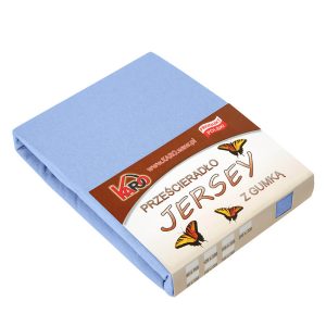 Prześcieradło jersey z gumką 120×200 błękitne KARO 220201