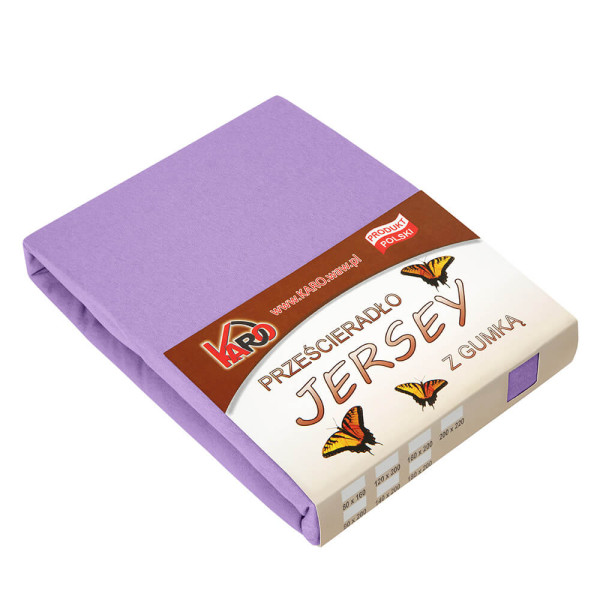 Prześcieradło jersey z gumką 120x200 fioletowe KARO 211075