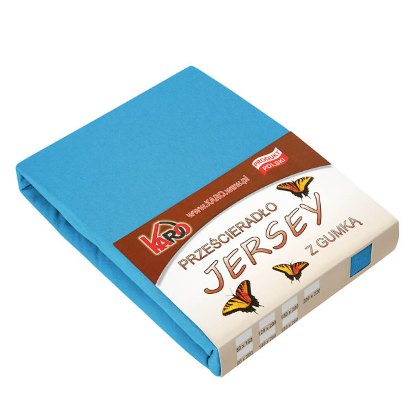 Prześcieradło jersey z gumką 120x200 turkusowe KARO 211023
