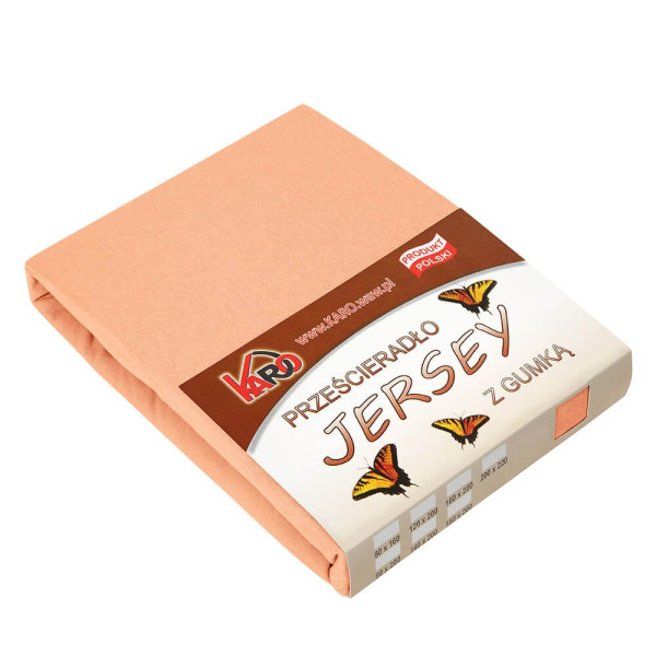 Prześcieradło jersey z gumką 140x200 morelowe 150g/m2 KARO 84804
