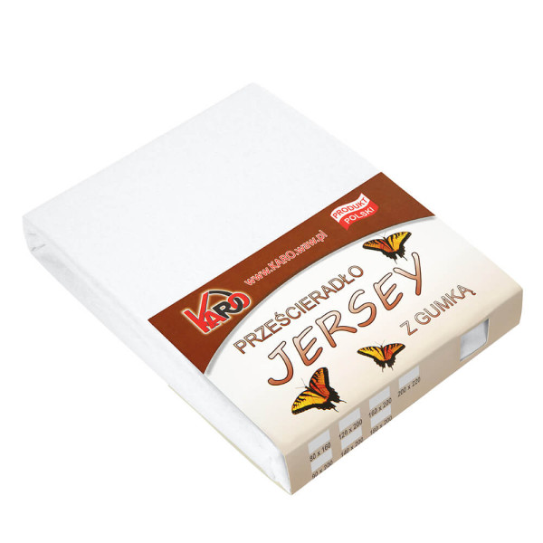Prześcieradło jersey z gumką 160x200 białe 001 150g/m2 KARO 83610