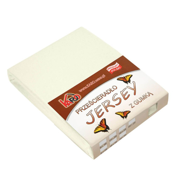 Prześcieradło jersey z gumką 160x220 ekri 002 KARO 84732