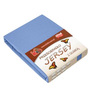 Prześcieradło jersey z gumką 160×220 niebieskie 038 KARO 83942 Prześcieradło jersey z gumką 160×220 niebieskie 038 KARO 83942