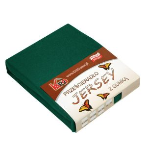 Prześcieradło jersey z gumką 160×220 zielone butelkowe KARO 83621 Prześcieradło jersey z gumką 160×220 zielone butelkowe KARO 83621