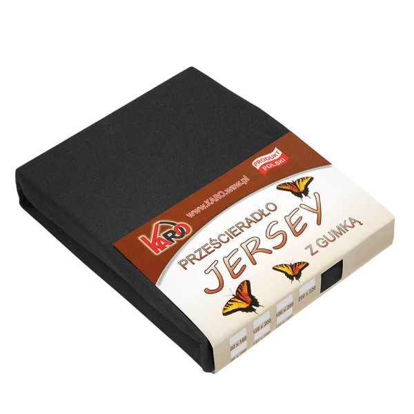 Prześcieradło jersey z gumką 180x200 czarne 044 KARO 83937