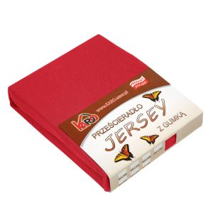 Prześcieradło jersey z gumką 180×200 czerwone 024 KARO 83949 Prześcieradło jersey z gumką 180×200 czerwone 024 KARO 83949