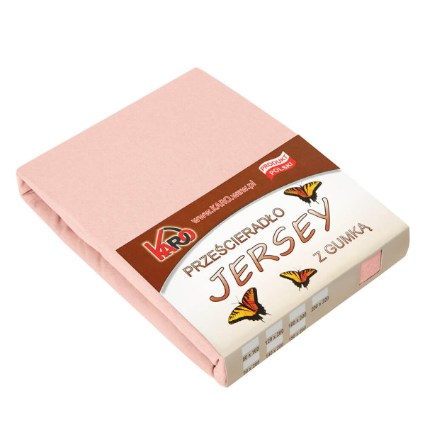 Prześcieradło jersey z gumką 180x200 łososiowe 006 KARO 83671