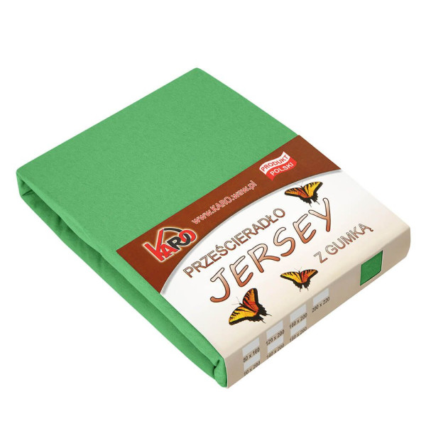 Prześcieradło jersey z gumką 180x200 zielone groszkowe KARO 84604
