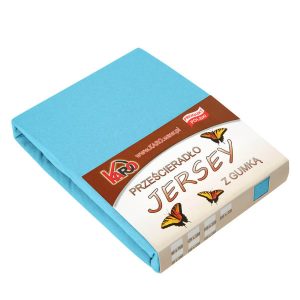 Prześcieradło jersey z gumką 220×240 turkusowe KARO 211048