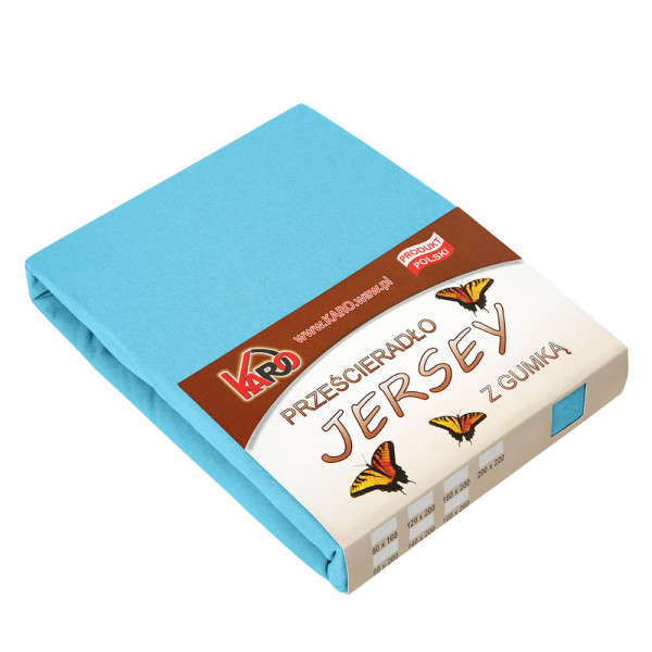 Prześcieradło jersey z gumką 80x160 turkusowe 030 KARO 97810