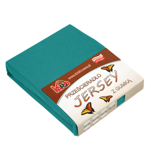 Prześcieradło jersey z gumką 80x160 turkusowe ciemne KARO 220108